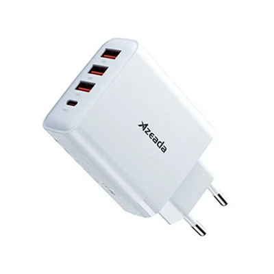AZEADA AZ-A17 45W GaN Fast Charger Type-C + 3 USB 4-Port Charging Adapter for Phone Laptop - EU Plug/White