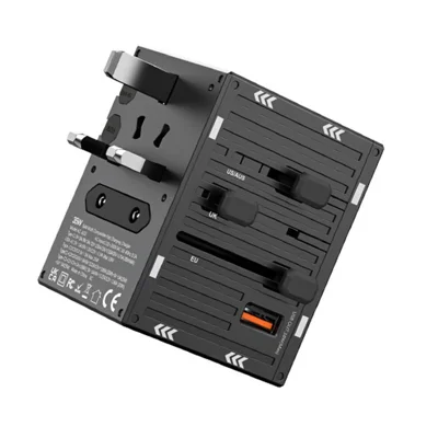 AZEADA AZ-A33 5-Port Travel Power Adapter with USB-A + 4 USB-C Ports Portable 35W GaN Fast Charger - UK+US+EU+AU Plug