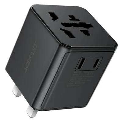 ACEFAST Z11 Global Travel AC Adapter 2500W Socket 2 USB Ports EU UK US AU Plug Converter for Travel - Black