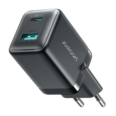 JOYROOM JR-TG8 45W GaN Charger USB-A + USB-C Dual Ports Fast Charging Adapter - EU Plug / Black