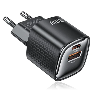 Chargeur mural TOOCKI 20 W mini GaN à double port USB-C + USB-A, adaptateur d'alimentation à charge rapide PD - prise UE / TC2220A2