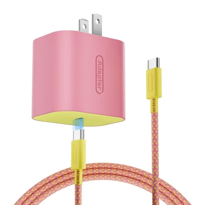 60W USB-C-Ladegerät für Switch 1 / 2 / Lite / OLED / Dock / Steam Deck, PD 3.0 Schnellladung Netzteil – Rosa / US-Stecker