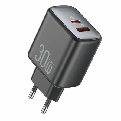 CELEBRAT C-D04 PD 30W GaN snabbladdare USB-C + USB-A Dubbelport laddare för hem kontor resa - EU-plugin