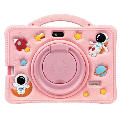 7-Zoll-Kinder-Smart-Tablet 1GB RAM 16GB ROM WiFi Android MTK Quad-Core mit Astronauten-Muster, stoßfestem Gehäuse fürs Lernen - Rosa EU-Stecker