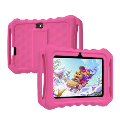 7-Zoll-Kinder-Tablet 1 GB RAM 16 GB ROM Quad-Core WiFi Wellendesign mit Ständer Android-Tablet-PC für Kinder Lernen und Unterhaltung – Rosa EU-Stecker