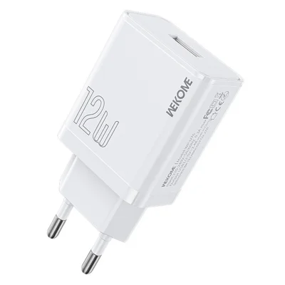 WEKOME WP-U76 12W Single USB Port Wall Charger Fireproof PC Built-in Circuit Protection Power Adapter EU Plug - White