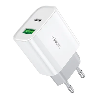 WEKOME WP-U53 20W PD Fast Charging Wall Charger USB-A + Type-C Dual Ports Travel Power Adapter - EU Plug
