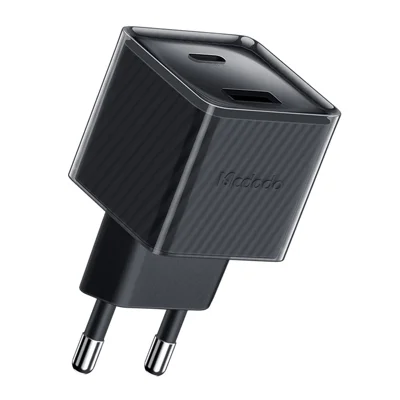 MCDODO CH-415 33W GaN USB+Type-C EU-stekker wandlader Vuurvaste PC-telefoon- en tabletadapter - Zwart