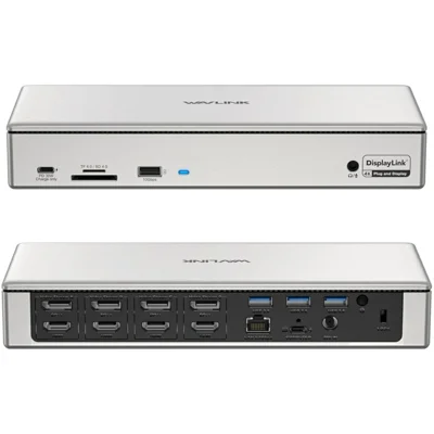 WAVLINK UG69PD12 4 Display Docking Station 4X HD 4X DP 2.5G Ethernet USB-A / USB-C SD / TF 4.0 Displaylink with PD 100W Adapter - UK Plug