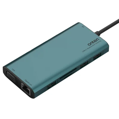 ONTEN UC601 USB 3.0 Hub Docking Station Gigabit Ethernet RJ45  /  Dual HD 4K  /  Type-C Multifunction Adapter - Green