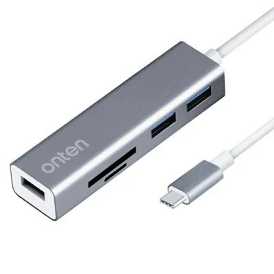 ONTEN 9597 Type C to USB 3.0 Hub 5 In 1 Aluminum Alloy Expansion Dock SD TF Card Reader