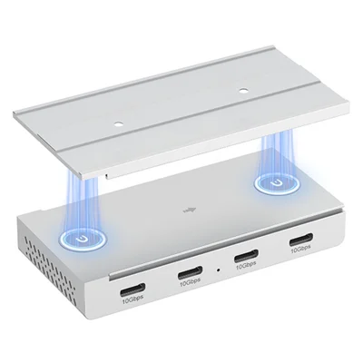 HST-4C USB Hub Magnetic Rail Expansion Dock 4 x Type-C 3.2 Aluminum Alloy Adapter - Silver