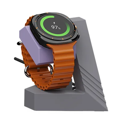SIKAI Silicone Charging Stand for Samsung Galaxy Watch8 Ultra / Watch7 / Watch6 / Watch6 Classic Wireless Charging Station - Lavender+Elegant Gray