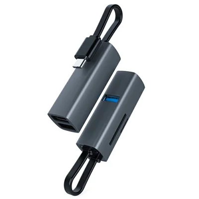 TYS-5U-C Type C Docking Station 5 in 1 USB 3.0 Hub Portable Adapter for Mouse / Keyboard / U Disk / SD / TF Card Compatible with Windows / MacOS / Linux / Android Devices - Tarnish