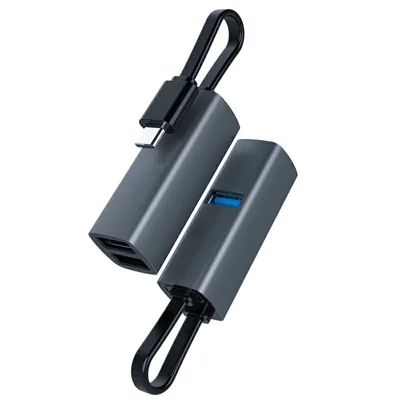 TYS-3U-C 3 in 1 USB 3.0 Hub Adapter Portable Type-C Docking Station Support Mouse Keyboard Flash Drive Compatible Windows  /  MacOS  /  Linux - Tarnish