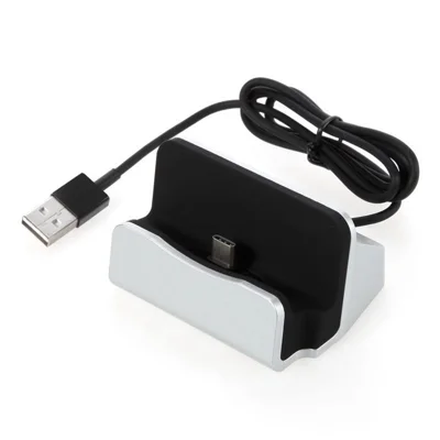 Type-C Desktop Charging Dock Stand Multifunctional Charging Station for Smartphones - Silver