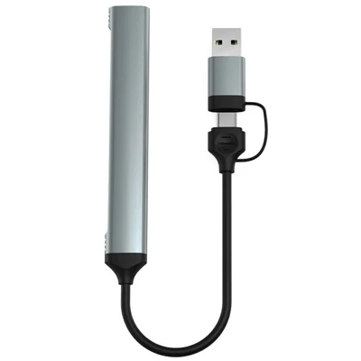 HC-77A 5 in 1 Aluminum Alloy Expansion Hub USB C / USB A to USB 3.0 / 2.0 SD TF Card Reader Docking Station - Grey