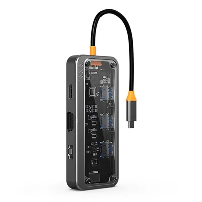 COTECI 16013 Punk 10-in-1 USB Hub Type-C Docking Station 4K HD VGA RJ45 100W PD for Laptop