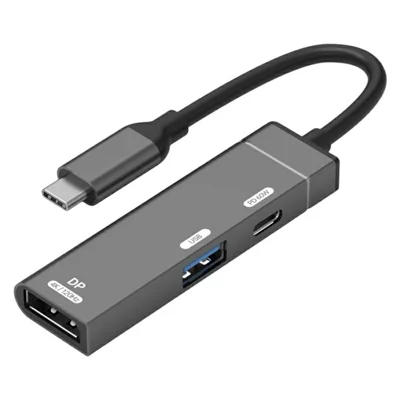 3 in 1 USB-C Hub 4K 120Hz DisplayPort + USB-A 3.0 + USB-C PD 60W Charging Adapter for Phone Tablet - Tarnish
