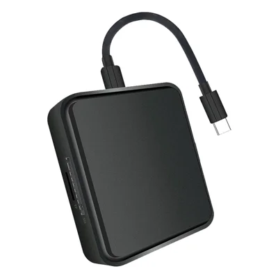TYS-1030 Magnetic 6-in-1 USB Hub Card Reader 100W PD Fast Charging Wireless Charger Docking Station for Phone Tablet - Black