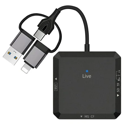 TYS-1029 iP (5-14)+USB+Type-C Interface Hub 9-in-1 USB-C Adapter Card Reader for TF  /  SD  /  CF  /  MS 60W PD Fast Charging Docking Station - Black
