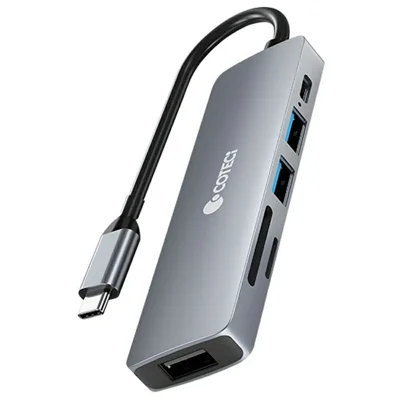 COTECI OF-072 Алюминиевый сплав 6 в 1 Док-станция 4K HD USB 3.0 USB 2.0 PD 100 Вт SD / TF кард-ридер - Темно-серый
