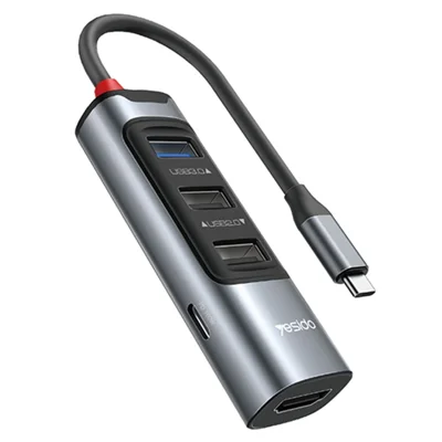 YESIDO HB22 5-in-1 Docking Station Multi Port Type-C Hub Adapter Support PD 100W, USB3.0, 2 USB2.0, HD
