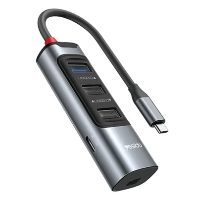 YESIDO HB24 5-i-1 Type-C-dockingstation med USB3.0+2 USB2.0+Mini DP+PD 100W Multi Port USB-C Hub-adapter