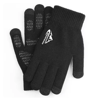 GOLOVEJOY DZ146 1 Pair Winter Knitted Gloves Men Women Touch Screen Fleece Lined Mittens - Black / Men