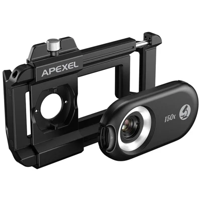 APEXEL APL-MS150 Mobile Phone Holder Clip 150x Magnification Microscope with CPL Filter