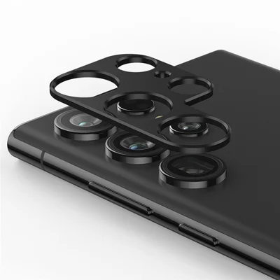 KALEBOL KLB-LPC005 For Samsung Galaxy S24 Ultra Hollow Lens Protector Aluminum Alloy Phone Camera Bezel Cover - Black
