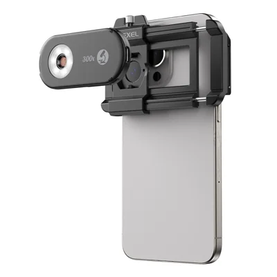 APEXEL APL-MS300 300X Mikroskop til Telefon med Linse, Klemme, forstørrelsesluppe med tre-farvet LED-belysning