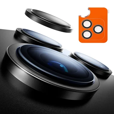 For iPhone 16 Pro / iPhone 16 Pro Max TORRAS Camera Lens Protector Tempered Glass Clear Lens Film - Black