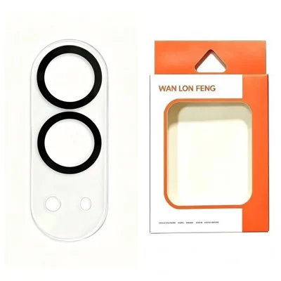  WANLONFENG for iPhone Fold Camera Lens Protector Clear Silk Printing Tempered Glass Lens Film - Transparent