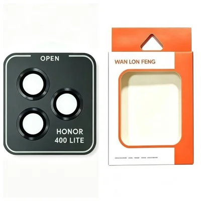  WANLONFENG for Honor 400 Lite 5G Camera Lens Protector Metal CD Pattern Tempered Glass Lens Film - Black