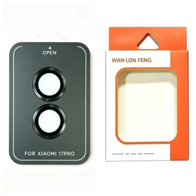  WANLONFENG for Xiaomi 17 Pro Camera Lens Protector Metal CD Pattern Tempered Glass Lens Film - Black