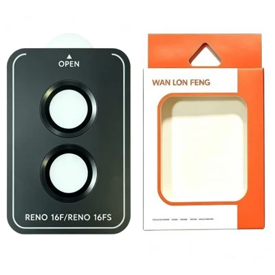 WANLONFENG för Oppo Reno16 FS 5G / Oppo Reno16 F 5G Kameraobjektivskydd Metall CD-mönster Härdat Glas Objektivfilm - Svart
