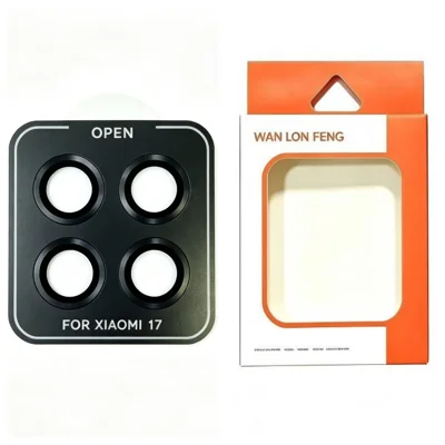  WANLONFENG for Xiaomi 17 Camera Lens Protector Metal CD Pattern Tempered Glass Lens Film - Black
