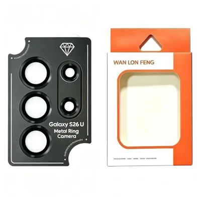  WANLONFENG para Samsung Galaxy S26 Ultra Protector de Lente de Cámara de Vidrio Templado con Patrón de CD Metálico - Negro