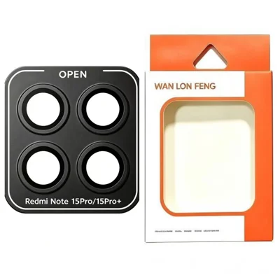  WANLONFENG voor Xiaomi Redmi Note 15 Pro+ 5G (Global) / Xiaomi Redmi Note 15 Pro 5G (Global) Camera Lensbeschermer Metaal CD-patroon Gehard Glas Lensfolie - Zwart