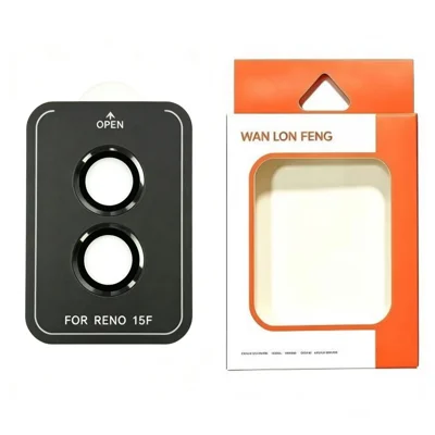  WANLONFENG for Oppo Reno15 F 5G Camera Lens Protector Metal CD Pattern Tempered Glass Lens Film - Black