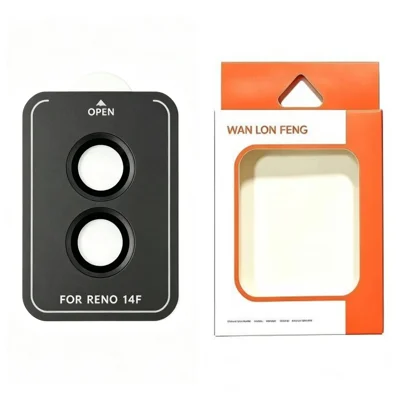 WANLONFENG para Oppo Reno14 F 5G Protetor de Lente da Câmara Metal Modelo CD Filme de Vidro Temperado - Preto
