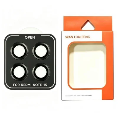  WANLONFENG for Xiaomi Redmi Note 15 5G (Global) Camera Lens Protector Metal CD Pattern Tempered Glass Lens Film - Black