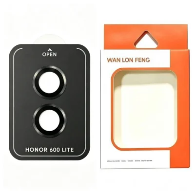 WANLONFENG per Honor 600 Lite 5G Protezione Obiettivo Fotocamera in Vetro Temperato con Motivo CD in Metallo - Nero
