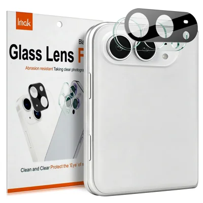 IMAK for iPhone Fold Tempered Glass Full Cover Lens Film + Acrylic Cap - Black