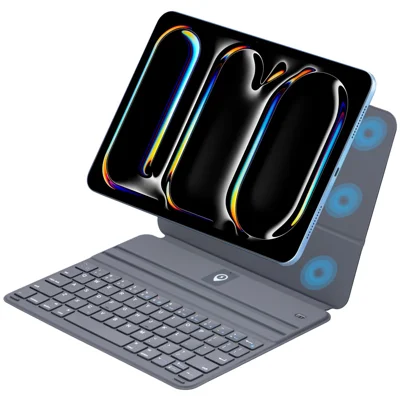 1038 For iPad (2025) / 10.9 (2022) Ultra-Thin Tablet Case with Floating Magnetic Keyboard - Black