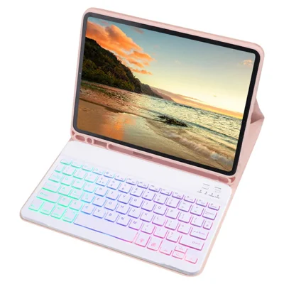 Klawiatura zgodna z Bluetooth RGB-1109D dla iPad Air 11 (2025) / (2024) / Air (2022) (2020) / Pro 11 (2022) (2021) (2020) (2018) - różowy