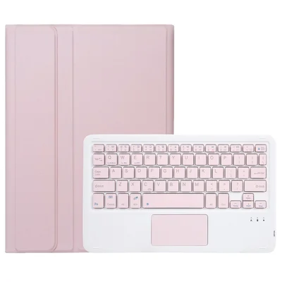 AH21-A For Huawei MatePad SE 11 Leather+TPU Tablet Cover with Touchpad Bluetooth-compatible Keyboard - Pink