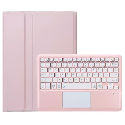 AH23-A For Huawei MatePad Air (2024) Leather+TPU Tablet Cover Bluetooth-compatible Keyboard Case with Touchpad - Pink