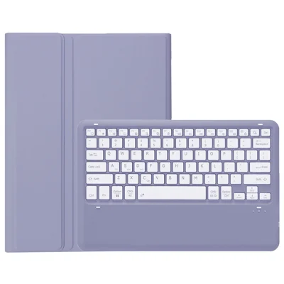 AH24 For Huawei MatePad Pro 12.2 (2024) Leather+TPU Tablet Cover with Bluetooth-compatible Keyboard - Purple